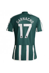 Manchester United Alejandro Garnacho #17 Jalkapallovaatteet Vieraspaita 2023-24 Lyhythihainen